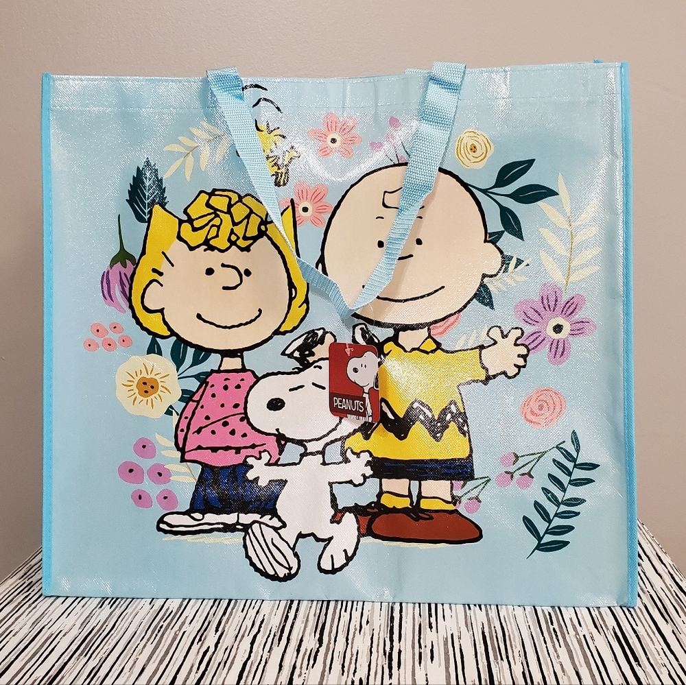 Peanuts Snoopy XL Vibrant Reuseable Tote Bag Double Sided